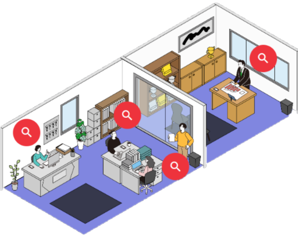 Isometric office scene for Hook Line and Cyber